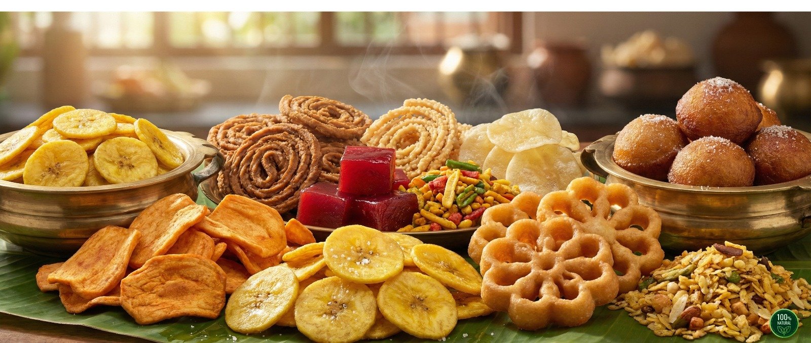 Attractive view of crispy Kerala snacks prepared by Pavis Food Products