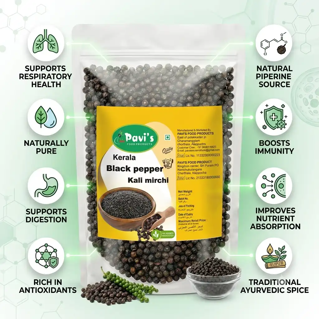 Farm Fresh Kerala Black Pepper – Pavis Farm-fresh premium Kerala black pepper whole spice