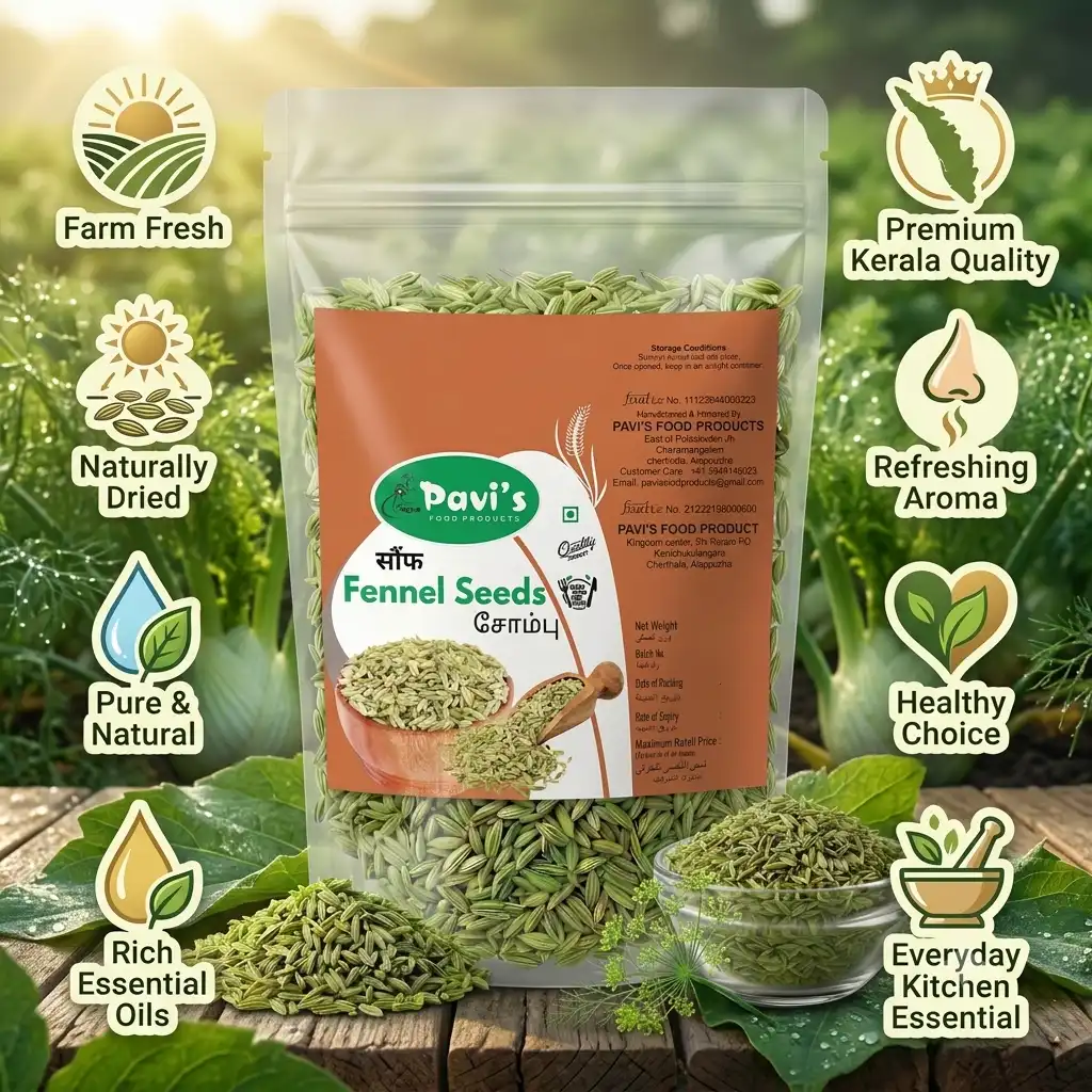 Kerala Fennel Seeds | Pavis Food Products : High-quality whole fennel seeds sourced by Pavis Food Products