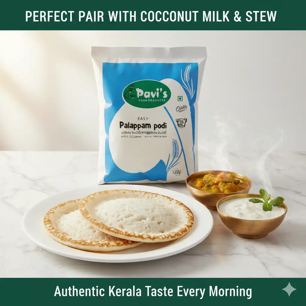 authentic-kerala-palappam-powder-500g. Traditional Kerala Palappam Powder for making soft and fluffy appam at home