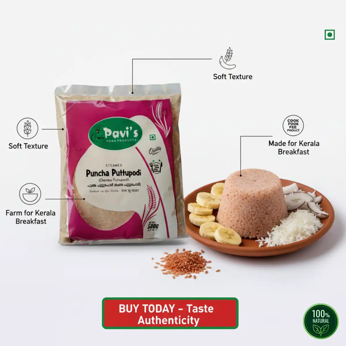 buy-puncha-puttu-powder-online. Premium Kerala Puttu Podi for preparing soft and fluffy traditional puttu