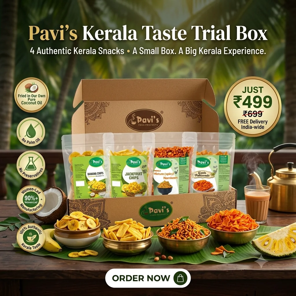 pavis-kerala-tea-time-snack-box.jpg Pavi’s Jackfruit Chips 100g authentic Kerala snack